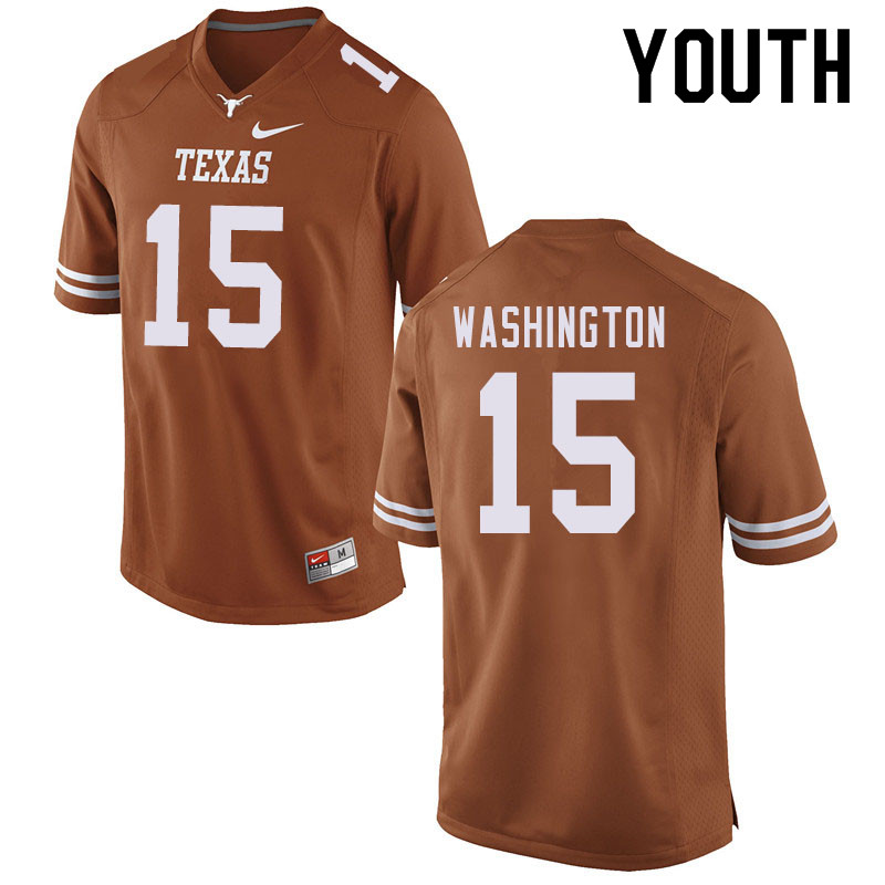 Youth #15 Marcus Washington Texas Longhorns College Football Jerseys Sale-Orange